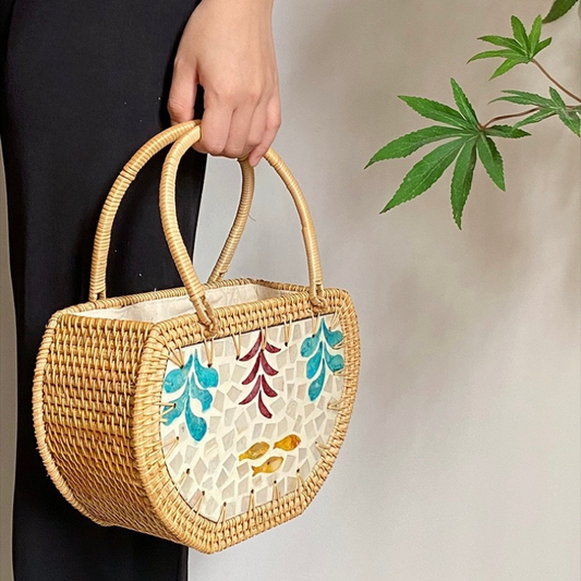 Handmade Rattan shell Handbag  Gift For Women